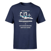 Thumbnail for Cessna Citation CJ3+ design on navy blue double-side t-shirt, single-side print