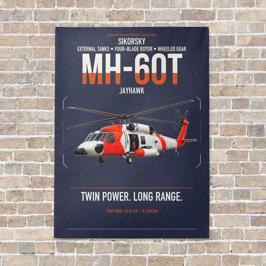 Sikorsky MH-60T Jayhawk vertical canvas print - no frame - navy blue background