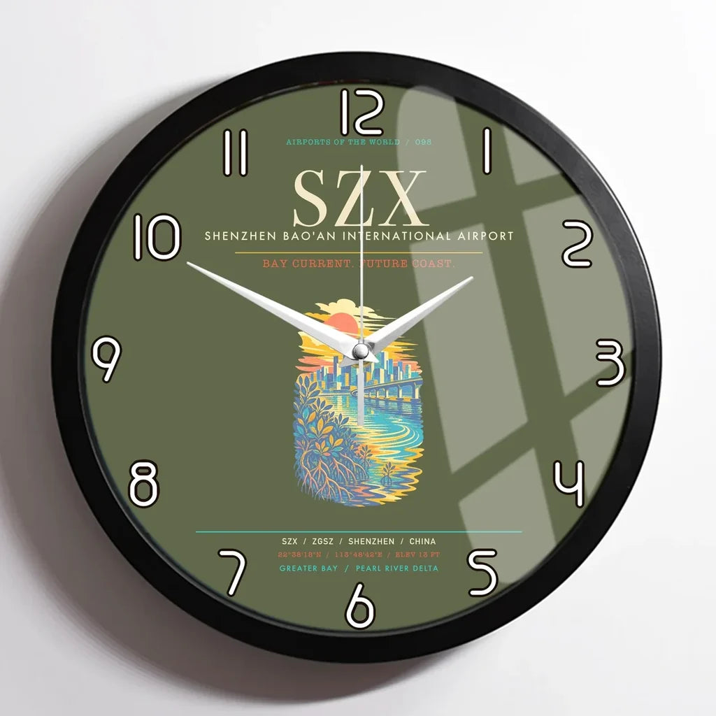 Shenzhen Bao'an International Airport SZX Wall-Clock Framed - Green Army