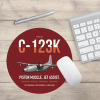 Thumbnail for C-123K Provider design on dark red round mouse pad