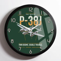 Thumbnail for P-38J Lightning design on dark green framed wall clock
