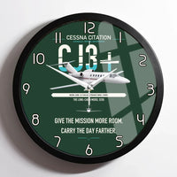 Thumbnail for Cessna Citation CJ3+ design on dark green framed wall clock