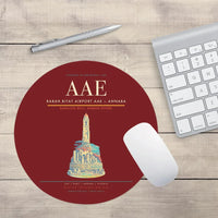 Thumbnail for Rabah Bitat Airport (AAE) design on dark red round mouse pad