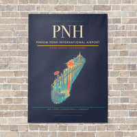 Thumbnail for Phnom Penh International Airport PNH vertical canvas print - no frame - navy blue background