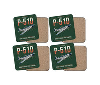 Thumbnail for P-51D Mustang design on dark green 4 pieces set coaster