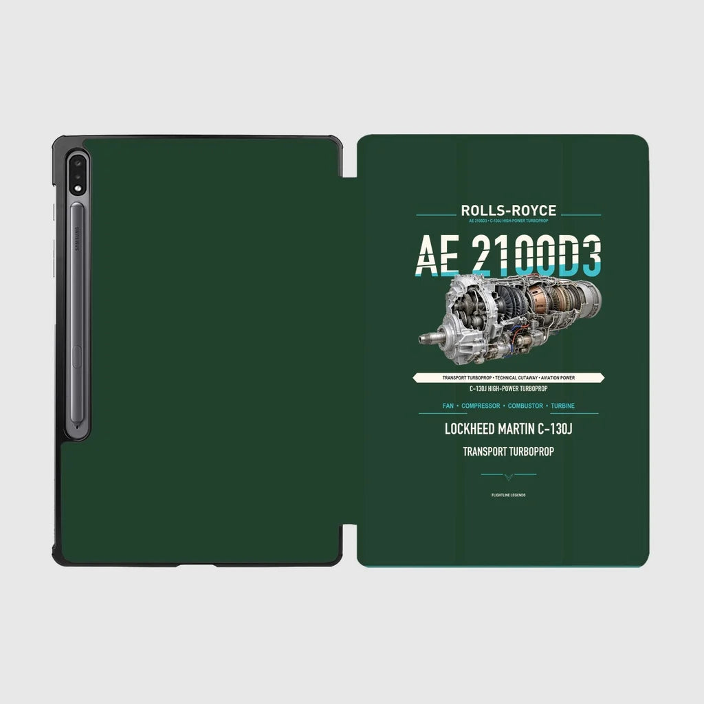 AE 2100D3 design on dark green samsung tablet tablet case
