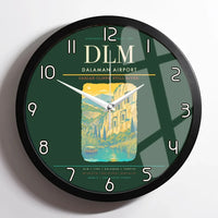 Thumbnail for Dalaman Airport (DLM) design on dark green framed wall clock
