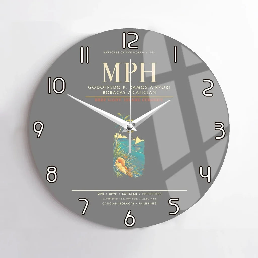 Godofredo P. Ramos Airport Boracay Caticlan MPH Wall-Clock No-Frame - Gray