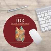 Thumbnail for Devi Ahilya Bai Holkar Airport (IDR) design on dark red round mouse pad