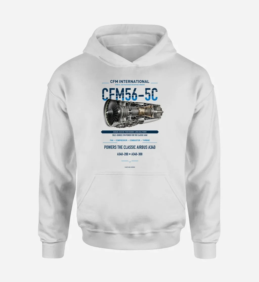 CFM56-5C design on white hoodie single side