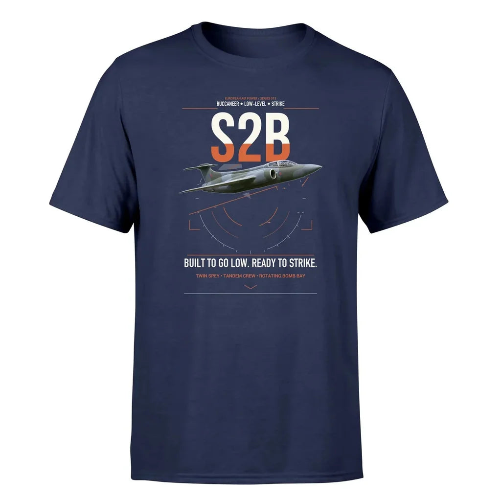 Blackburn Buccaneer S2B design on navy blue t-shirt, single-side print