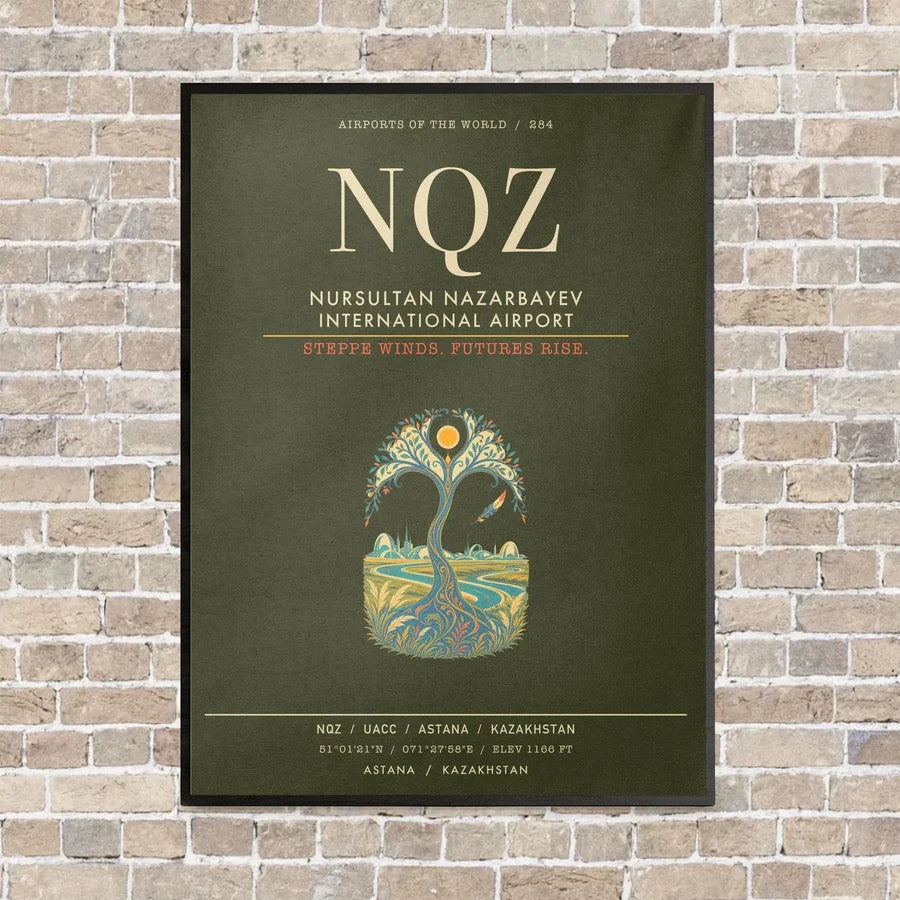 Nursultan Nazarbayev International Airport Astana NQZ - Canvas Framed - Green Army