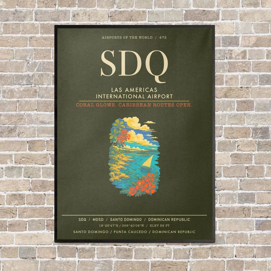 Las Americas International Airport SDQ - Canvas Framed - Green Army