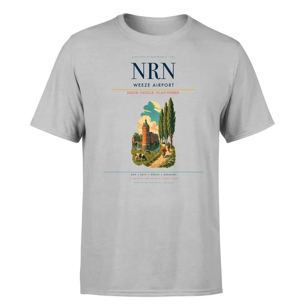 Weeze Airport (NRN) T-Shirt single-side front print in Light Gray | weeze-airport-nrn-double-side-t-shirt