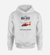 Thumbnail for Airbus MH-65E Dolphin design on white double-side hoodie, single-side print