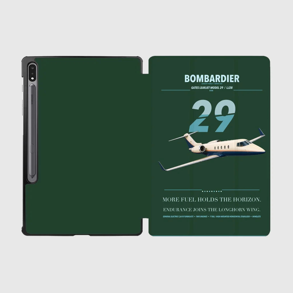 Bombardier Learjet 29 design on dark green samsung tablet tablet case