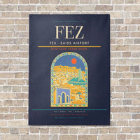 Thumbnail for Fes - Saiss Airport FEZ vertical canvas print - no frame - navy blue background
