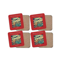 Thumbnail for The Island Jetport - Designed Coasters design on red 4-pieces-set