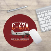 Thumbnail for C-47A Skytrain design on dark red round mouse pad