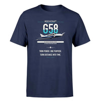 Thumbnail for Beechcraft Baron G58 design on navy blue t-shirt, single-side print