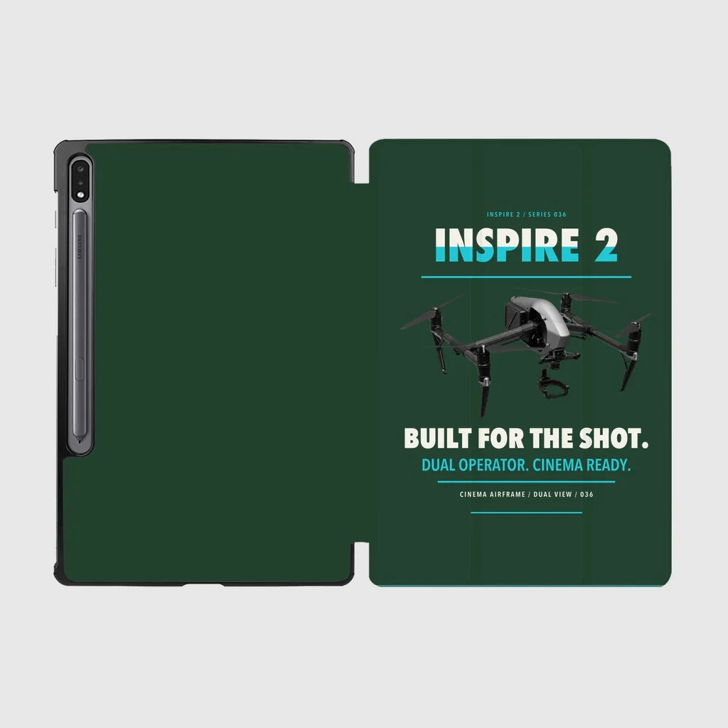 DJI Inspire 2 design on dark green samsung tablet tablet case