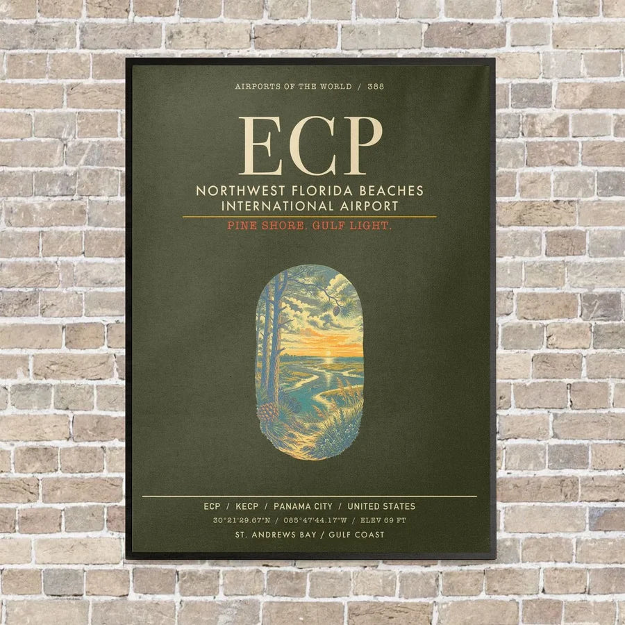 Northwest Florida Beaches International Airport ECP - Canvas Framed - Green Army
