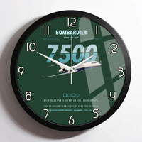 Thumbnail for Bombardier Global 7500 design on dark green framed wall clock