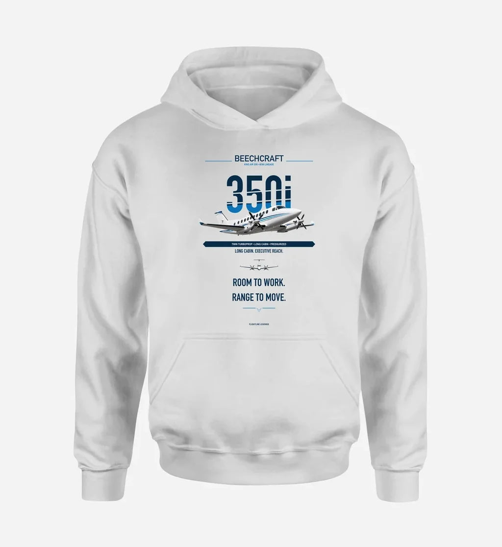 King Air 350i design on white hoodie single side