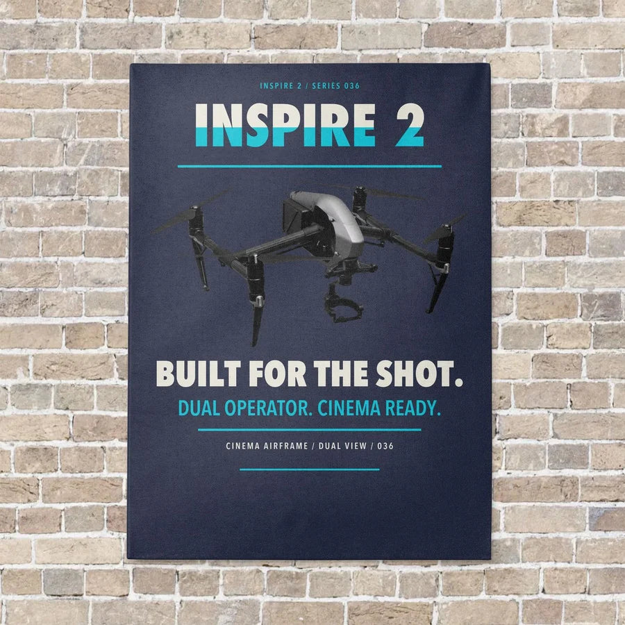 DJI Inspire 2 vertical canvas print - no frame - navy blue background
