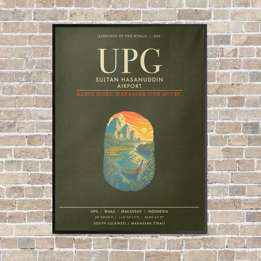 Sultan Hasanuddin Airport UPG - Canvas Framed - Green Army