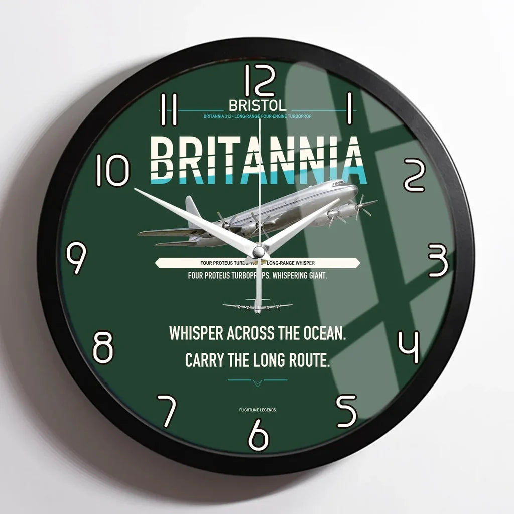 Bristol Britannia 312 design on dark green framed wall clock