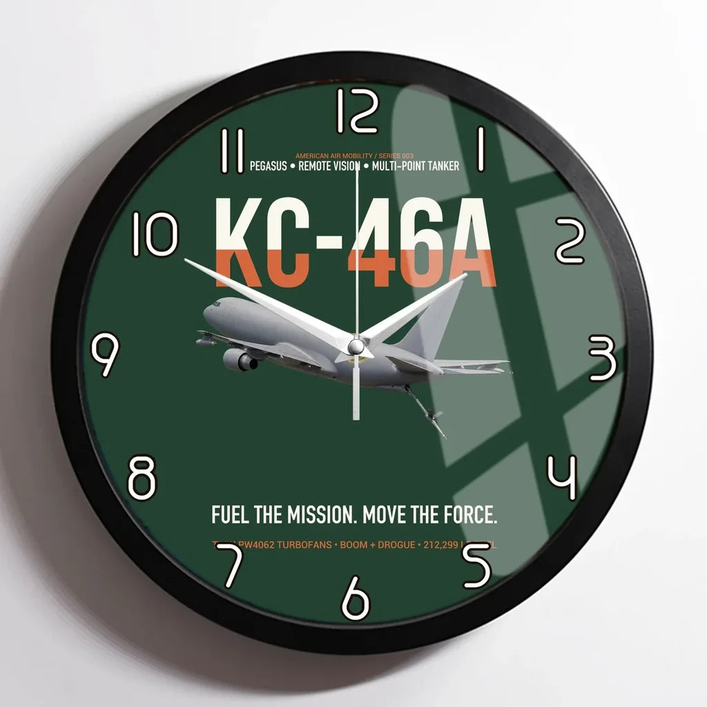 KC-46A PEGASUS design on dark green framed wall clock