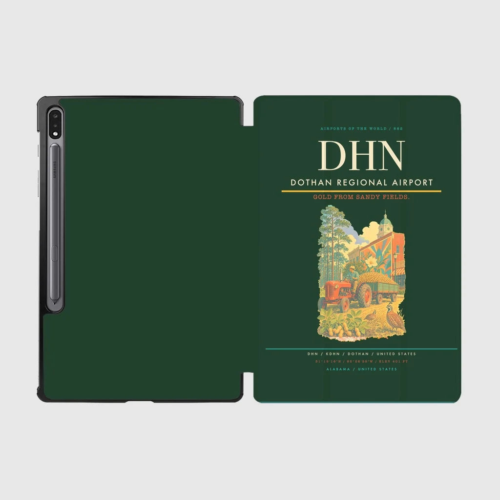 Dothan Regional Airport (DHN) design on dark green samsung tablet tablet case
