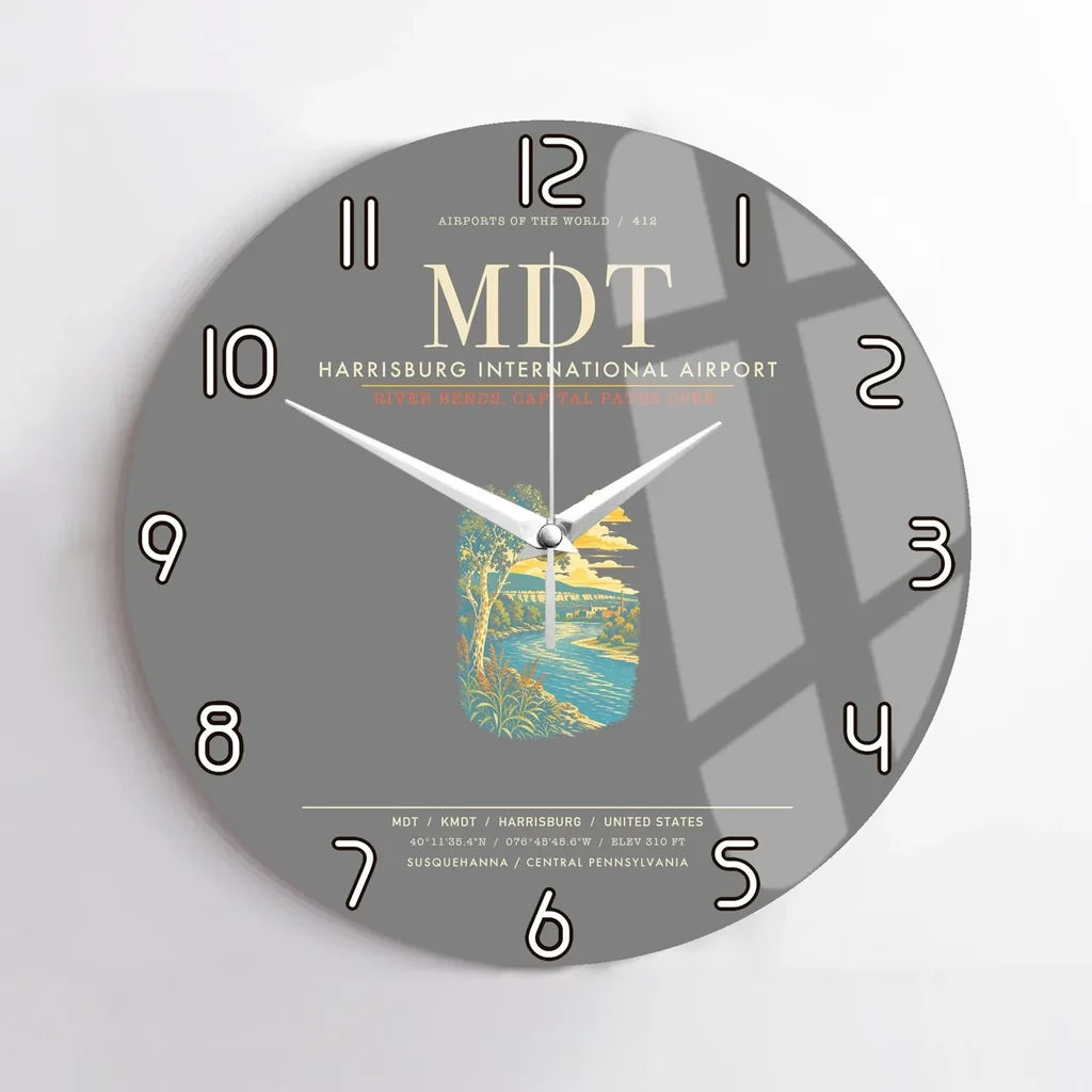 Harrisburg International Airport MDT Wall-Clock No-Frame - Gray