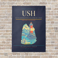 Thumbnail for Malvinas Argentinas International Airport USH — Ushuaia vertical canvas print - no frame - navy blue background