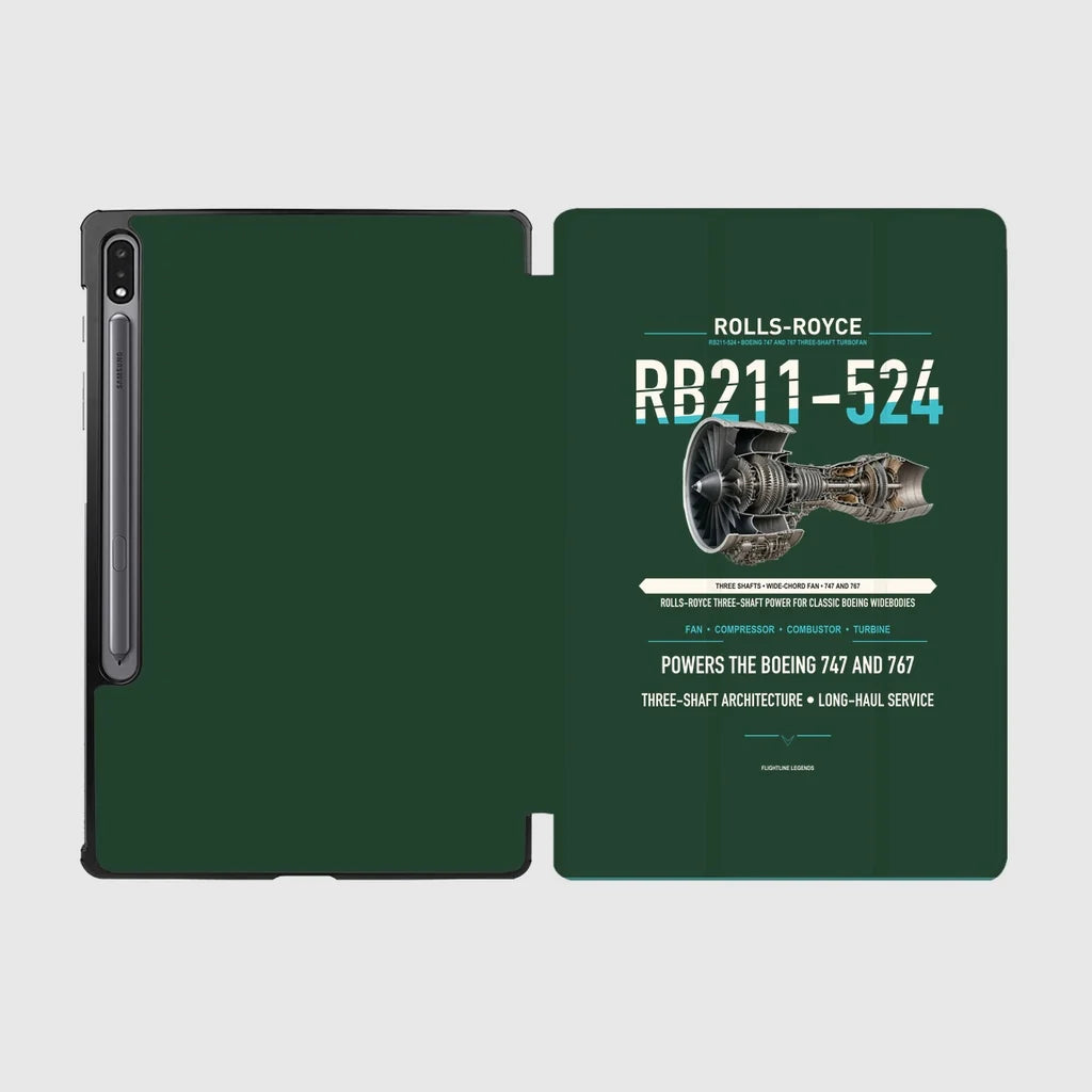 RB211-524 design on dark green samsung tablet tablet case