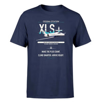 Thumbnail for Cessna Citation XLSPlus design on navy blue double-side t-shirt, single-side print