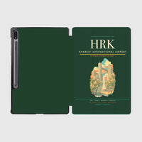 Thumbnail for Kharkiv International Airport (HRK) design on dark green samsung tablet tablet case