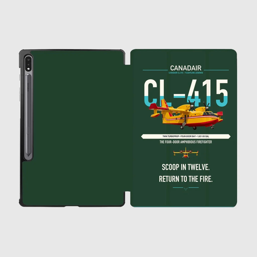 Canadair CL-415 design on dark green samsung tablet tablet case