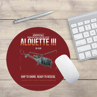 Thumbnail for Aérospatiale SA 316B Alouette III design on dark red round mouse pad
