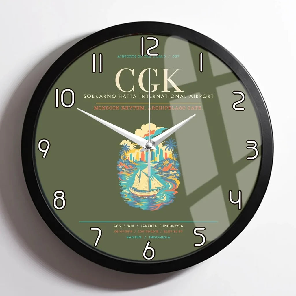 Jakarta Soekarno-Hatta International Airport CGK Wall-Clock Framed - Green Army
