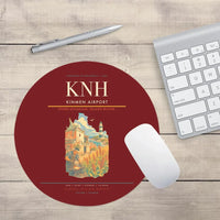Thumbnail for Kinmen Airport (KNH) design on dark red round mouse pad