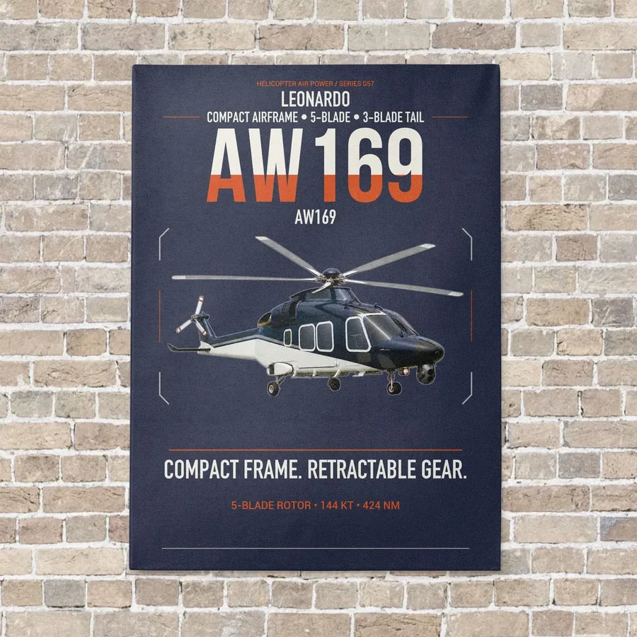 Leonardo AW169 vertical canvas print - no frame - navy blue background