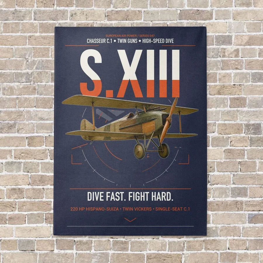 SPAD S.XIII C.1 vertical canvas print - no frame - navy blue background