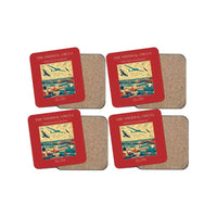 Thumbnail for The Thermal Circus - Designed Coasters design on red 4-pieces-set