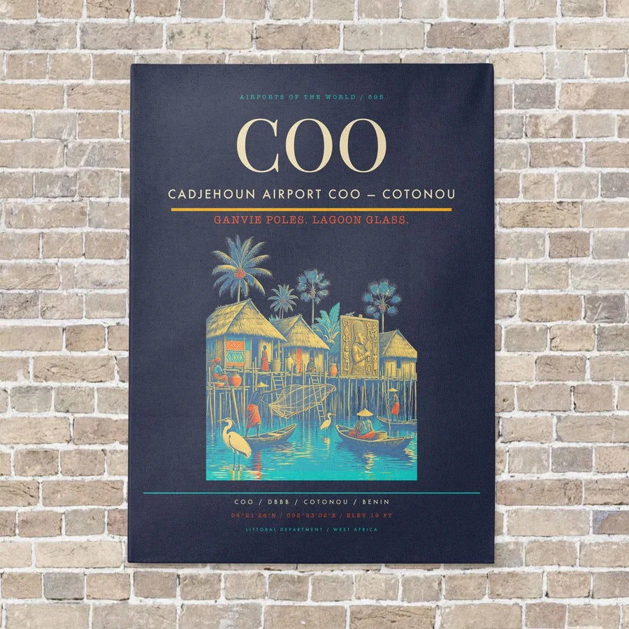 Cadjehoun Airport COO — Cotonou vertical canvas print - no frame - navy blue background
