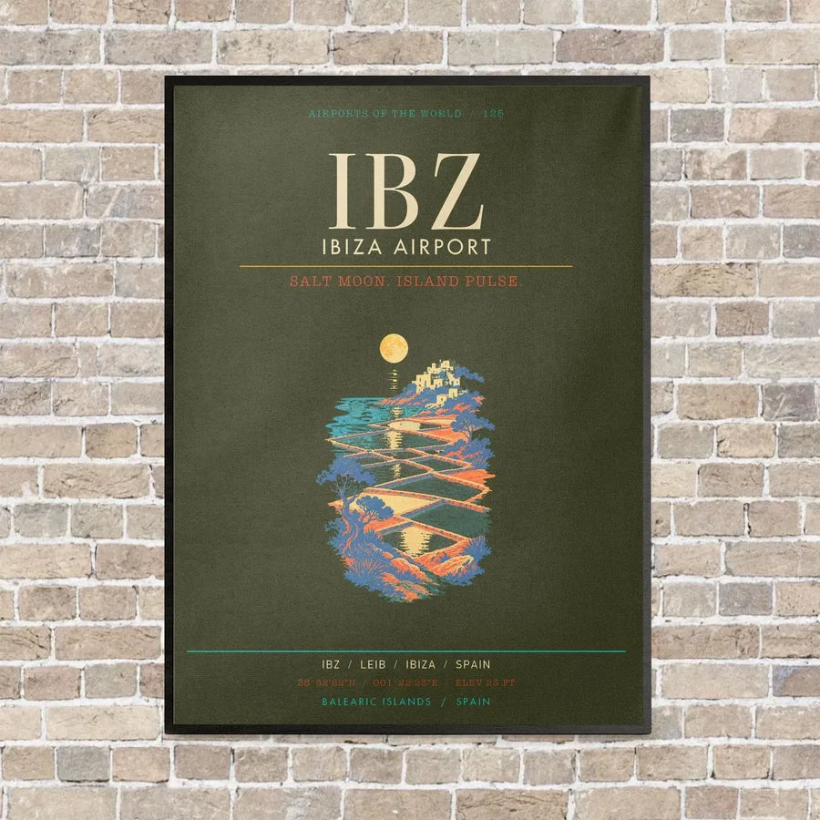 Ibiza Airport IBZ - Canvas Framed - Green Army