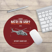Thumbnail for Leonardo AW101 Merlin HM2 design on dark red round mouse pad