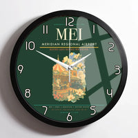 Thumbnail for Meridian Regional Airport (MEI) design on dark green framed wall clock