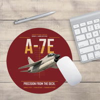 Thumbnail for A-7E Corsair II design on dark red round mouse pad